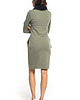sukienki mini damskie Sukienka mini z kominem i kieszeniami,  T360, khaki + czarny 1