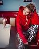 bluza z kapturem damska Bluza LUZAK czerwony 3