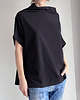 t-shirt damskie Czarna bluzka ze stójką 2