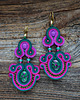 kolczyki soutache Fuksja, cyklamen i zieleń- kolczyki sutasz 3