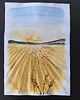 grafiki i ilustracje Złote akwarele 30x42 słońce morze zachód szlagmetal złoto folia Golden Sun 1