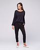 spodnie dresowe damskie Spodnie z dżerseju Boyfriend Look 415 czarne 3
