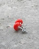 kolczyki wire wrapping Mleczna pomarańczka   kropki - sztyfty 3