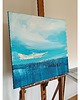 obrazy Obraz ręcznie malowany na płótnie 60x60 cm - Niebieski pejzaż 4