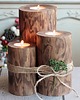 świeczniki i świece Zestaw 3 rustykalnych drewnianych świeczników 2