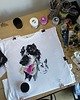 t-shirt damskie Ręcznie malowana damska koszulka Portret PIES/KOT 2