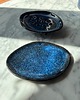 mydelniczki Ceramiczna Mydelniczka Owalna z Odpływem Granatowa Czarna 1