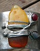 bransoletki wire wrapping Dwa bursztyny  -  bransoleta mankiet CUFF 2