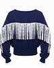 bluza bez kaptura damska Bluza granatowa z frędzlami 1