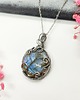wisiory Naszyjnik Labradoryt Niebieski stal chirurgiczna wisiorek handmade wirewrapping 3