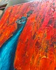 obrazy Obraz Olej Paw Czerwień 40x60 Impasto Abstrakcja Pióra Faktura 4