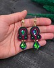 kolczyki soutache Kolczyki sutasz różowo zielone z kryształami Felicja 1