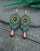 kolczyki soutache Kolczyki sutasz zielone bursztynowe eleganckie z dużą łezką Cleo 2