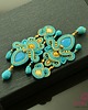 kolczyki soutache Turkusowo złote kandelabrowe kolczyki sutasz 2