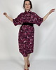 sukienki midi damskie KIMONO / sukienka kopertowa, bordowy print SŁOWIKI 100% wiskoza 1