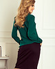 bluzki z długim rękawem damskie 140-9 Bluzka z wiązaniem z przodu - ZIELONY BUTELKOWY 3