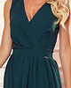sukienki maxi damskie 362-2 JUSTINE Długa suknia z dekoltem i wiązaniem - ZIELEŃ BUTELKOWA 4