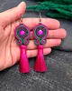 kolczyki soutache Kolczyki sutasz różowo zielone z chwostem Nella 1