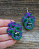 kolczyki soutache Zieleń i fiolet - kolczyki soutache z kryształkami 4