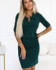 sukienki midi damskie 161-19 AGATA Sukienka z kołnierzykiem i wiązaniem - ZIELEŃ BUTELKOWA 1