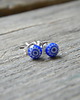 kolczyki wire wrapping Niebieskie z delikatnym  kwiatkiem    - sztyfty 1