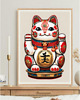 grafiki i ilustracje PLAKAT z kotem na szczęście , maneki neko grafika, japońska ilustracja 2