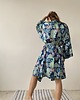 szlafroki damskie Szlafrok narzutka kimono w niebieski wzór 2