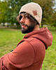 czapki i kapelusze męskie Męska bawełniana czapka beanie logo ekoskórka Beżowy 4