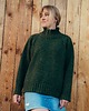 swetry damskie  TAJRA - Oversizowy Sweter z Golfem Zielony Melanżowy 100% Wełny Merino 1