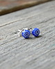 kolczyki wire wrapping Niebieskie z delikatnym  kwiatkiem    - sztyfty 2
