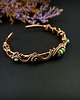 bransoletki wire wrapping Miedziana bransoleta mankietowa z turkusem afrykańskim 8