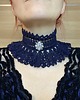 chokery Retro koronkowa granatowa kolia choker 4