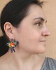 kolczyki z masy plastycznej Kolczyki motylki z kwiatami handmade sztyfty stal nierdzewna 3