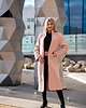 płaszcze damskie Płaszcz ze stójką pudrowy róż 4