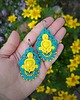 kolczyki soutache Kolczyki sutasz turkusowo-żółte 1