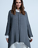 swetry damskie  Bawełniany oversizowy asymetryczny sweter na wiosnę i lato F1851 Szary UNI 1