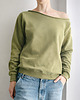 bluza bez kaptura damska Oliwkowa bluza oversize z ciętym dekoltem ze ściągaczami 1