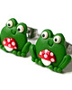 kolczyki z masy plastycznej Kolczyki żabki z muchomorkiem 1