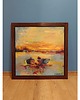 obrazy Oprawiony obraz, ręcznie malowany na płycie MDF 70x70 cm - Łódki 1