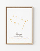 obrazy i plakaty do pokoju dziecięcego Personalizowana metryczka z gwiazdozbiorem i znakiem zodiaku 1