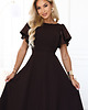 sukienki maxi damskie 694-2 MIRELLA Elegancka rozkloszowana sukienka maxi z cekinami - czekolada 5