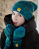 czapki damskie CRAZYCOLOR  turkusowa czapka handmade 3