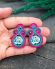 kolczyki soutache Kolczyki sutasz morsko różowe sztyfty małe codzienne z kwiatami Madda 1