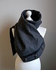 szale damskie Szal wełniany grafitowy z czarną skórą - piękny 4