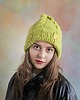 czapki damskie Wełniana czapka z warkoczami LULLABY 100 % alpaka limonka 2