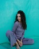spodnie materiałowe damskie Spodnie dzwony HIPPIE Lavender 4