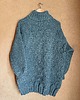 swetry męskie Ręcznie dziergany sweter z golfem z wełny jaka, kolor denim 6