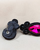 kolczyki soutache Czarne kolczyki z różową cyrkonią 1