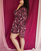 sukienki mini damskie Bordowa KOSZULA oversize/szmizjerka, autorski print kwiatowy 100% wiskoza 4