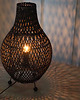 lampy stołowe Lampa czarna rattanowa- 39cm 1